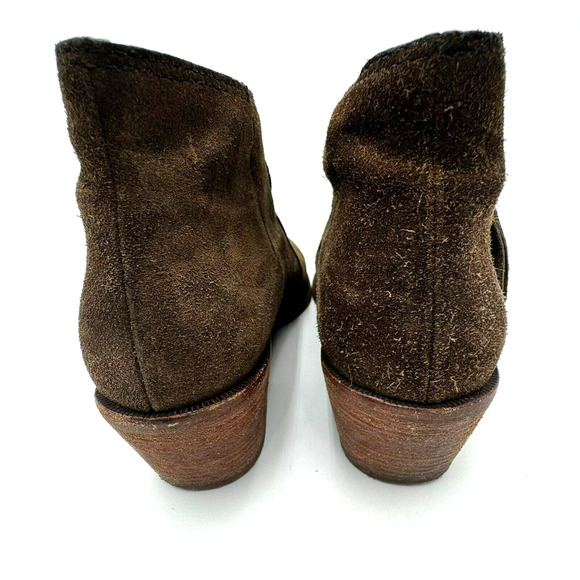 MADEWELL Women's 8 Ankle Bootie Boots Brown Suede Leather Block Heel Zip Janice - Picture 6 of 10